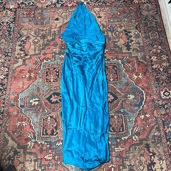 NWT The Sei for FWRD Cross Wrap Halter Dress in Aqua size 4 - Picture 5 of 9